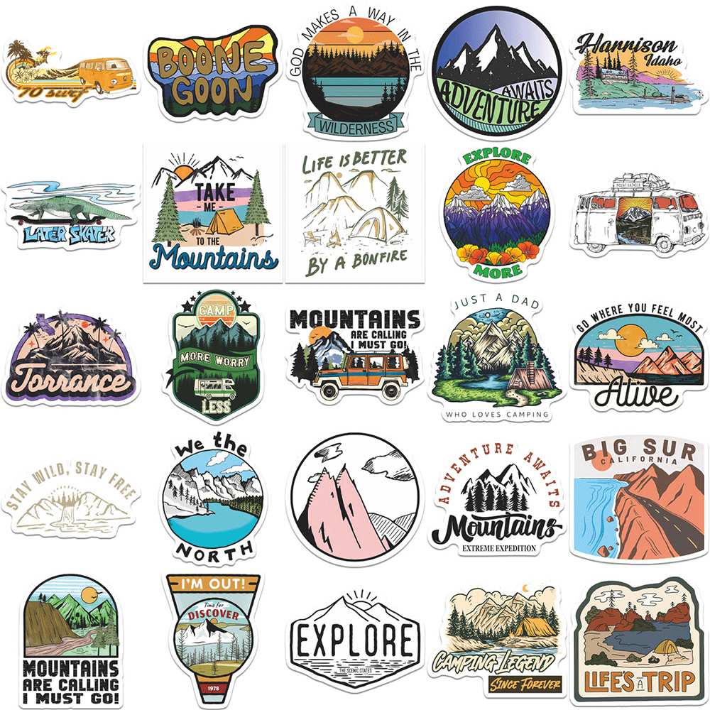 Outdoor Adventure And Travel - 10/30/50/100pcs Outdoor Travel Adventure Camping Stickers