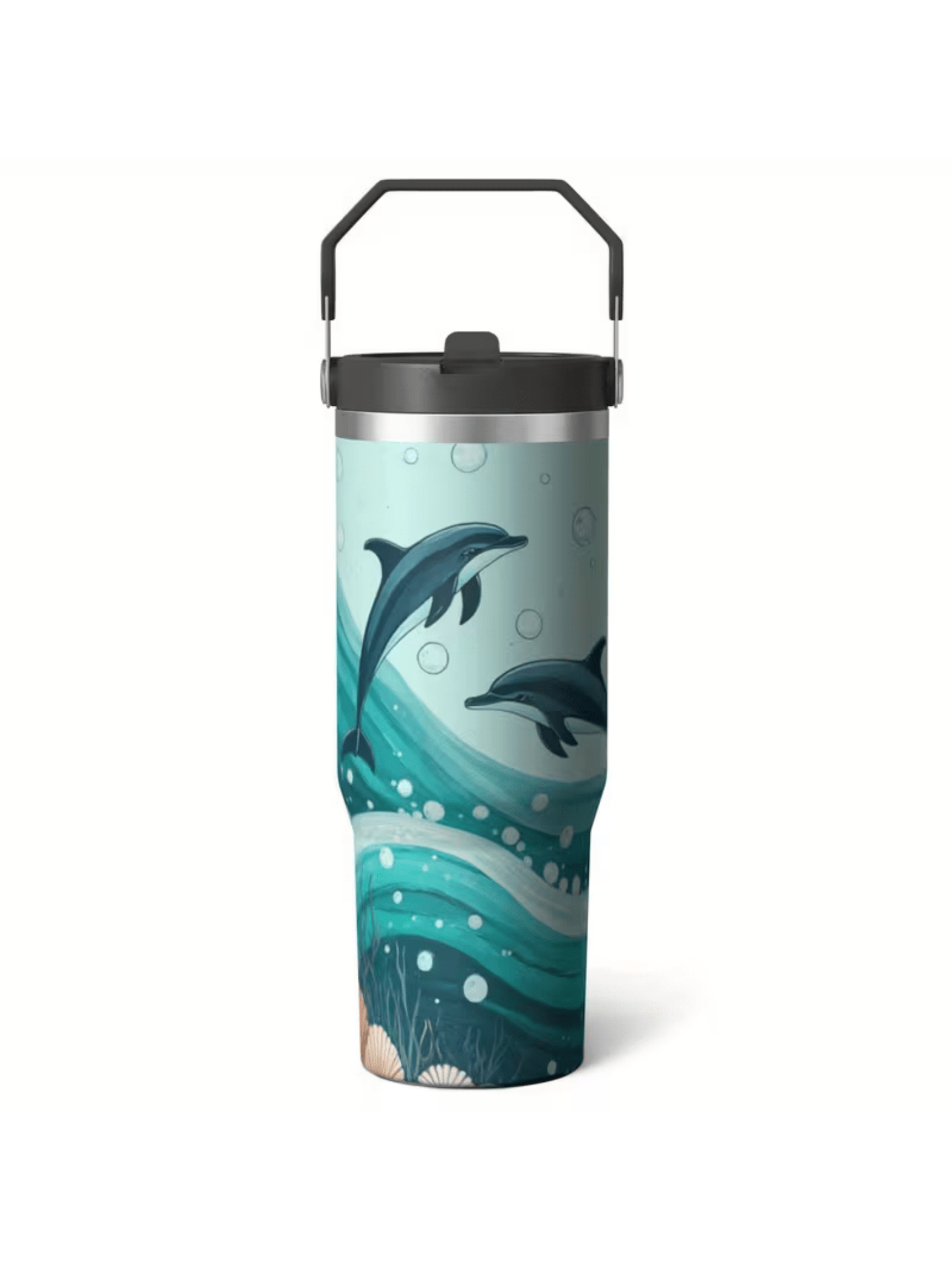Outdoor Adventure And Travel - Ocean Dolphin Design Car Cup30oz Stainless